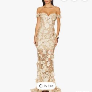 Bronx and Banco Jasmine Off Shoulder Floral Gown